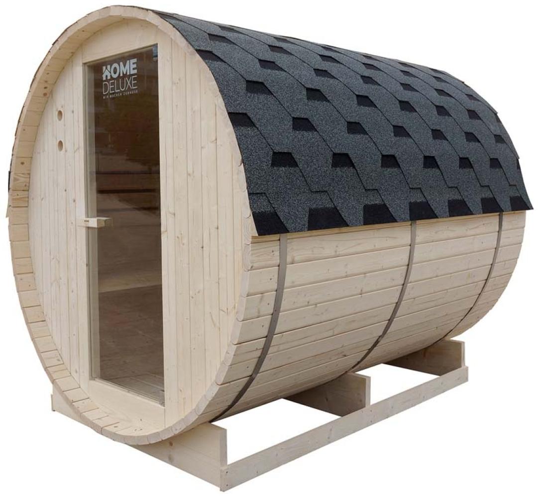 Home Deluxe 'Lahti XL' Outdoor Fasssauna inkl. Sauna-Ofen, Fichtenholz natur, 220 x 192 x 195 cm Bild 1