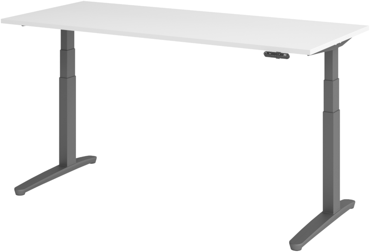 bümö elektrisch höhenverstellbarer Schreibtisch 180x80 cm mit Memory-Steuerung - Design Schreibtisch höhenverstellbar elektrisch, elektrischer Schreibtisch weiß, Gestell graphit, XBHM19-W-GG Bild 1
