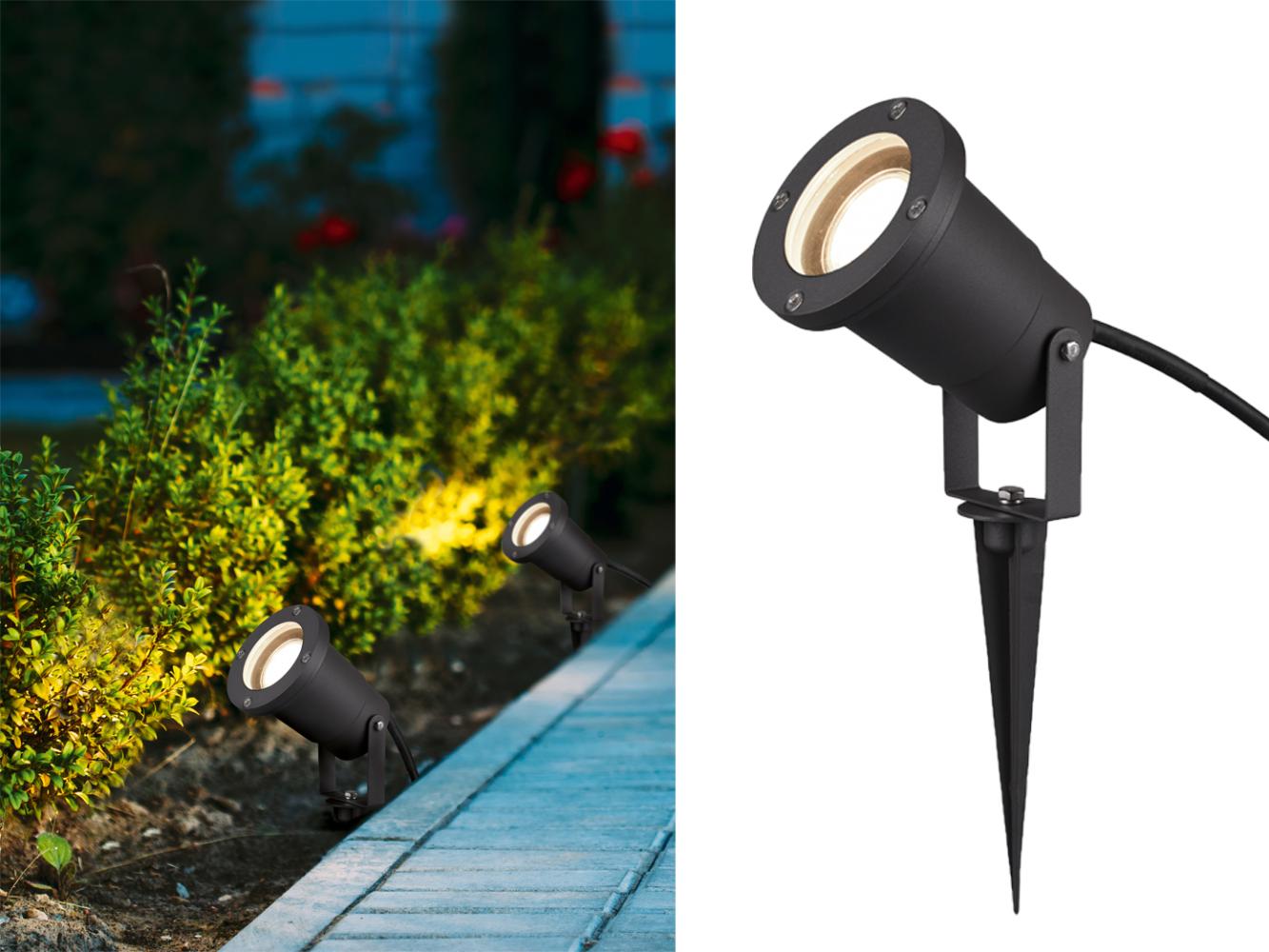 TRIO Leuchten LED Gartenstrahler, LED wechselbar, Warmweiß, Erdspieß-strahler Garten beleuchten Gartenleuchten Strom IP 65, H 11cm Bild 1