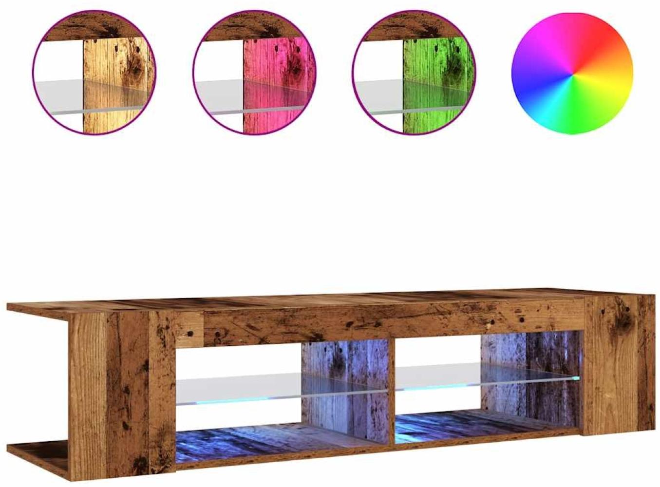 vidaXL TV-Schrank mit LED-Leuchten Altholz-Optik 135x39x30 cm 856323 Bild 1
