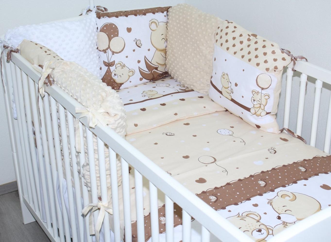 Primawela Bettnestchen Baby Nestchen - 6 Kissen - MINKY und Baumwolle -Umrandung für Babybett Bild 1