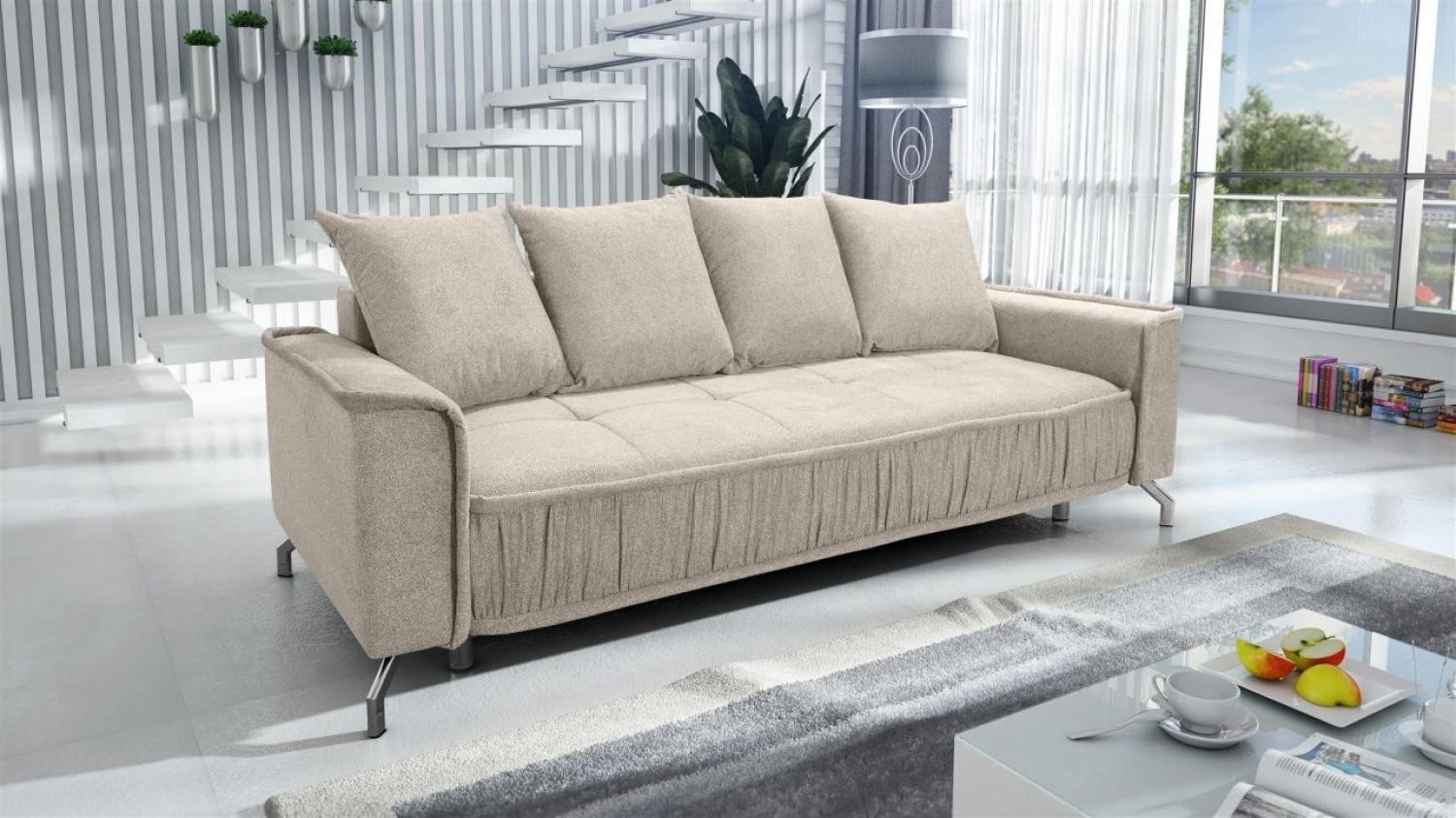 Schlafsofa Sofa 3-Sitzer FLORENCE Stoff Bubble Beige Bild 1