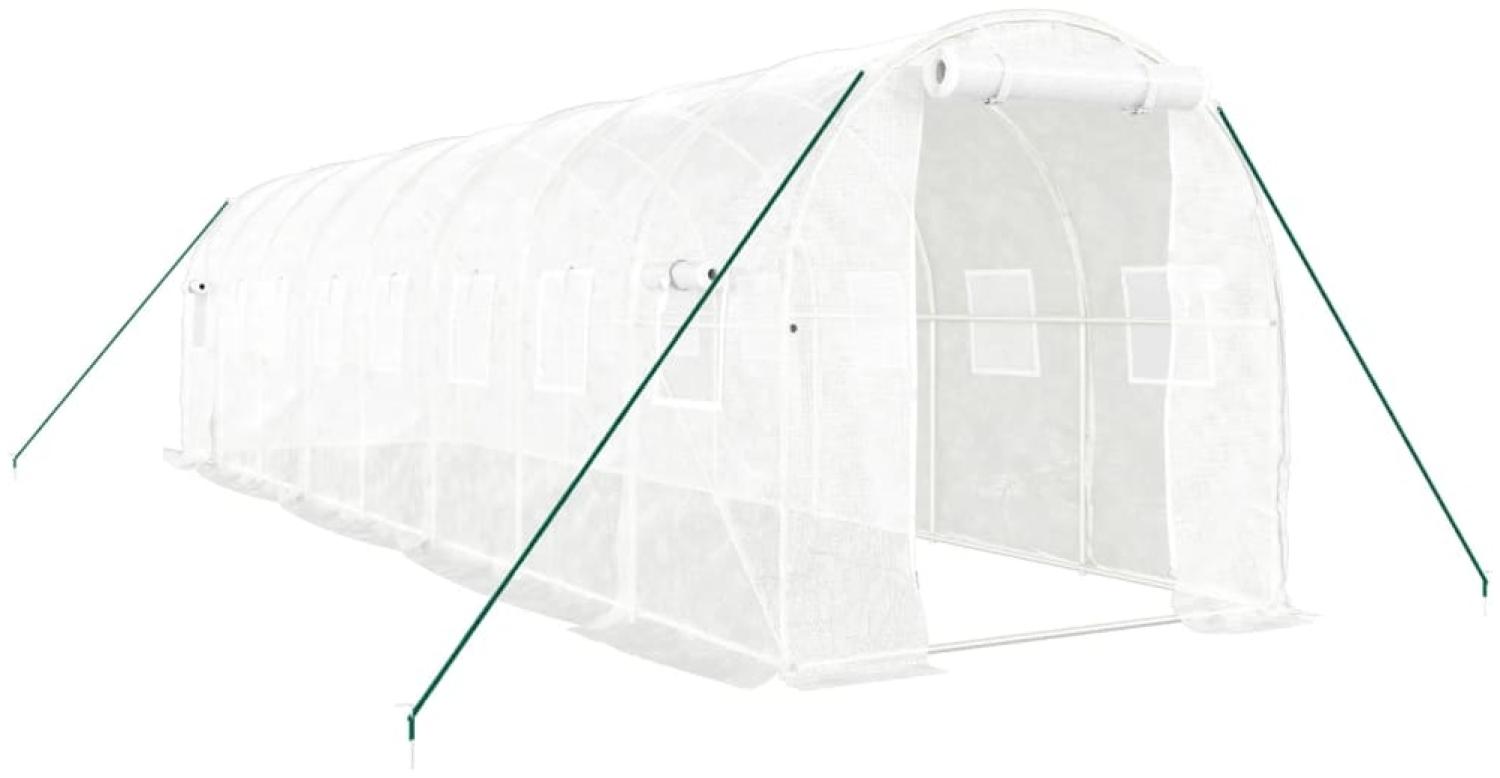 vidaXL Gewächshaus mit Stahlrahmen Weiß 16 m² 8x2x2 m 3188030 Bild 1