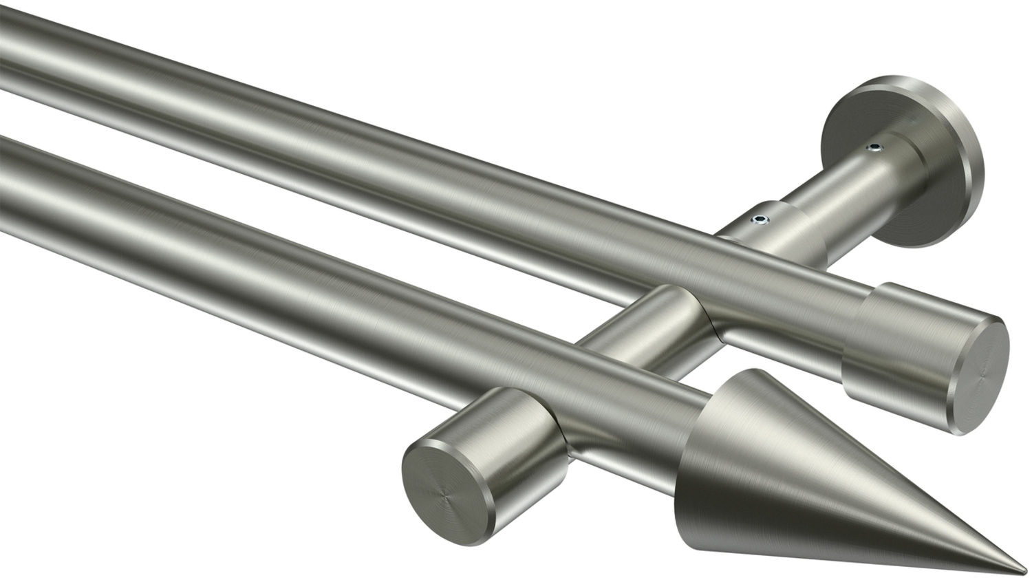 Gardinenstangen-Set Prestige Savio 360 cm (geteilt in 2 x 180 cm), 2-läufig (ohne Ringe), 20 mm Ø Edelstahl-Optik Bild 1