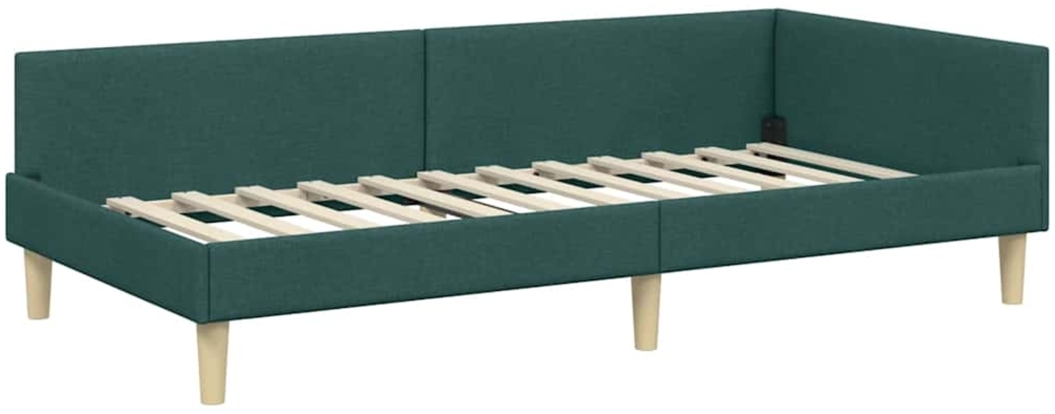 vidaXL Eckbettgestell mit Kopfteil Dunkelgrün 90 x 190 cm Stoff 42016113 Bild 1
