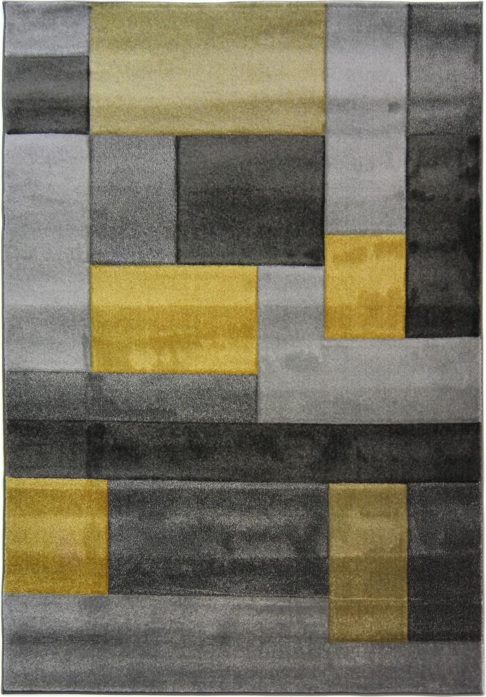 Kadima Design Geometrischer Teppich in Trendfarben, "Nidd Clara". Farbe: Gelb-Grau, 120x170 cm Bild 1