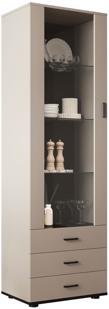 Vitrine Soho S01 (Farbe: Cashmere / Cashmere + Schwarz, ohne Beleuchtung) Bild 1