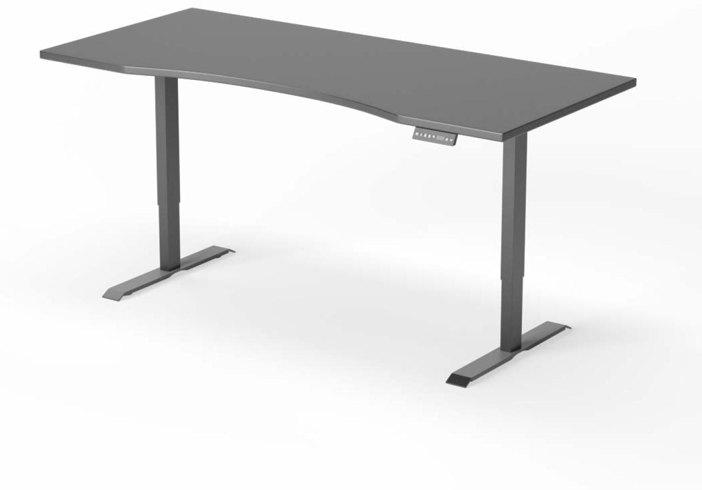 elektrisch höhenverstellbarer Schreibtisch CURVED 200 x 90 cm - Gestell Schwarz, Platte Anthrazit Bild 1