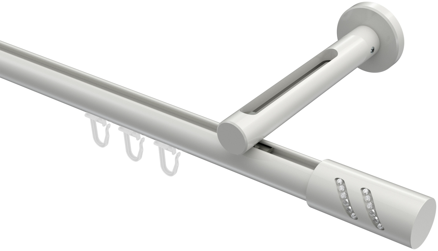 Innenlauf-Gardinenstangen-Set Siteno Zoena 480 cm (geteilt in 3 x 160 cm), 1-läufig, 20 mm Ø Weiß Bild 1