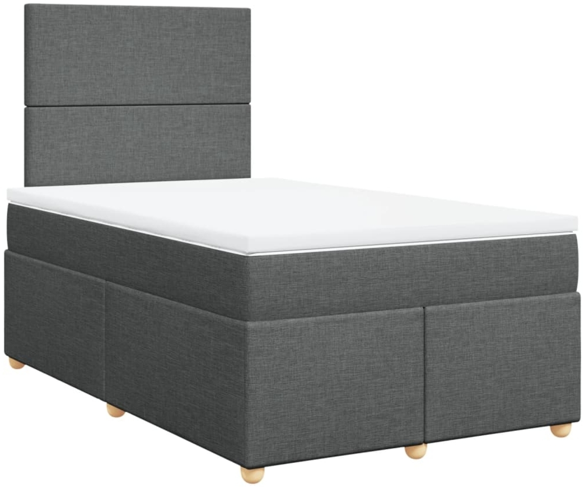 vidaXL Boxspringbett mit Matratze Dunkelgrau 120x200 cm Stoff 3291241 Bild 1