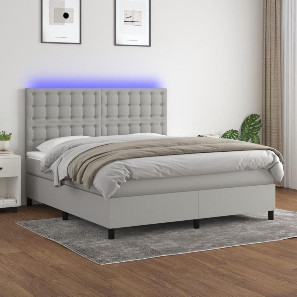 Boxspringbett mit Matratze & LED Stoff Hellgrau 180 x 200 cm, Härtegrad: H2 [3135213] Bild 1