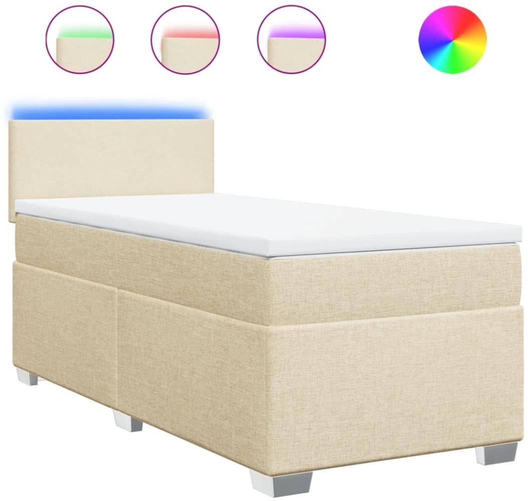 vidaXL Boxspringbett mit Matratze Creme 100x200 cm Stoff 3288097 Bild 1