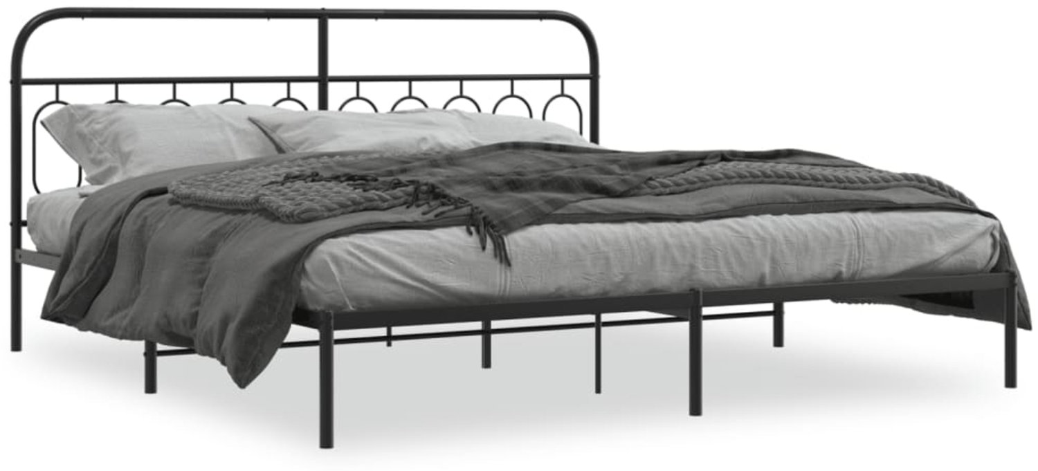 vidaXL Bettgestell mit Kopfteil Metall Schwarz 200x200 cm 377124 Bild 1