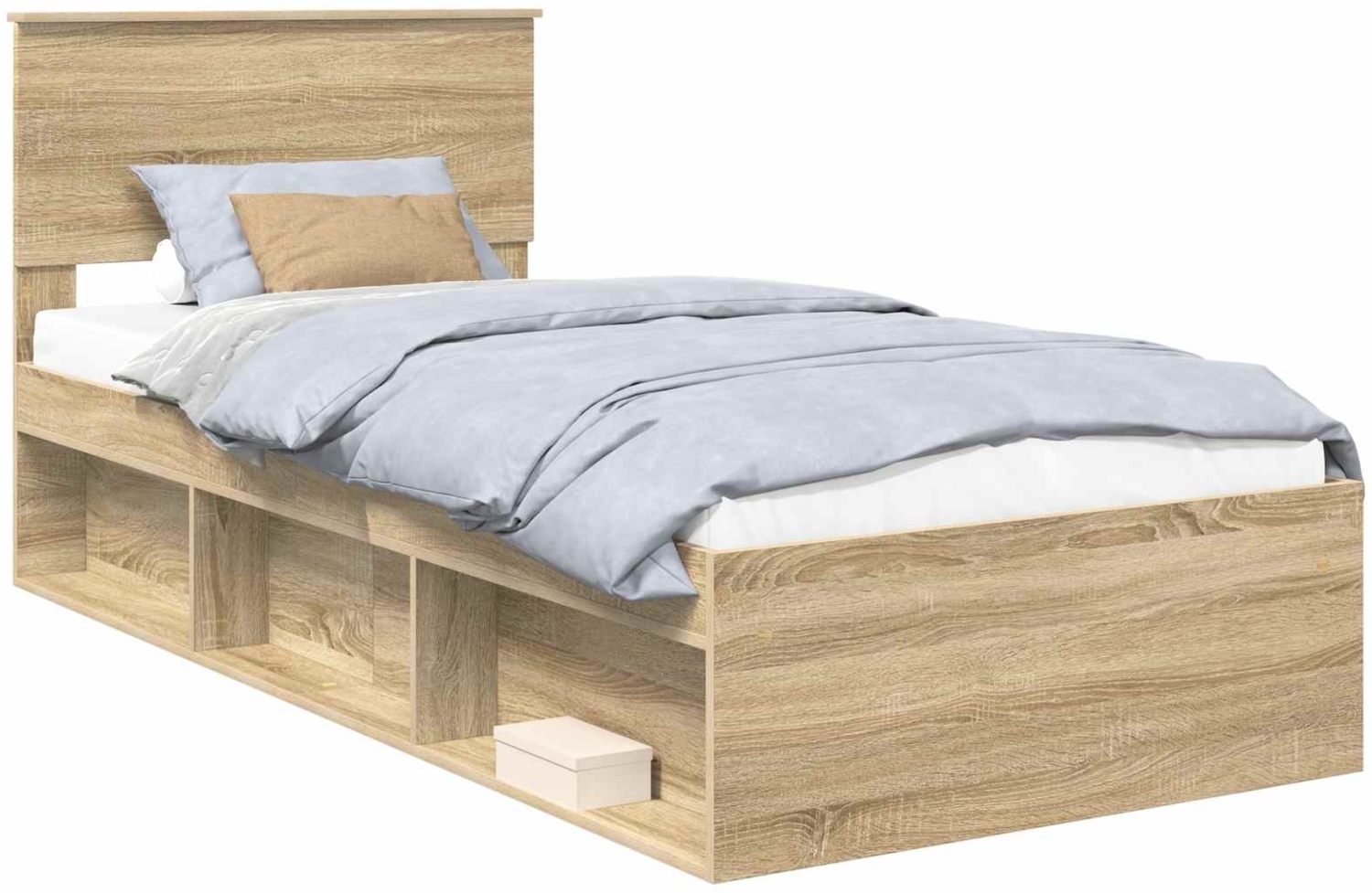 vidaXL Bettrahmen mit Kopfteil Sonoma-Eiche 75x190 cm Holzwerkstoff 3407942 Bild 1