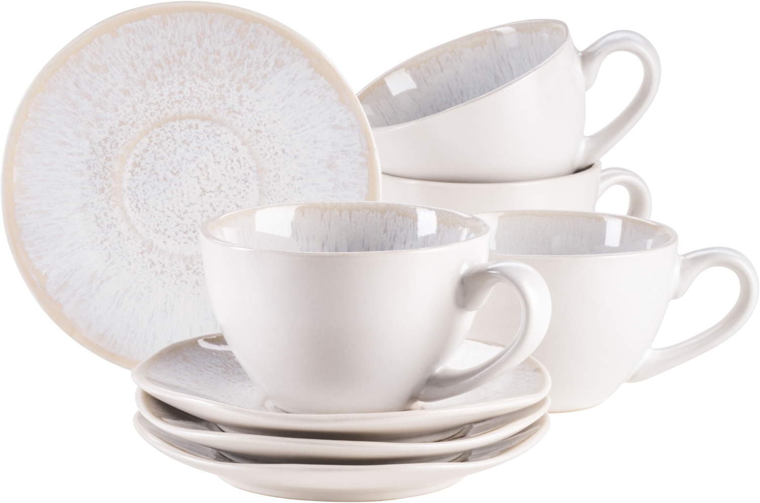 MSER 934014 Serie Frozen, 9-teiliges Bowl Set aus schner Keramik, 1 Salatschssel, 4 Ramen Schalen und 4 Dip Schlchen, organische Formen im Vintage Look, hndisch lasiert, Steinzeug, Weiss Bild 1