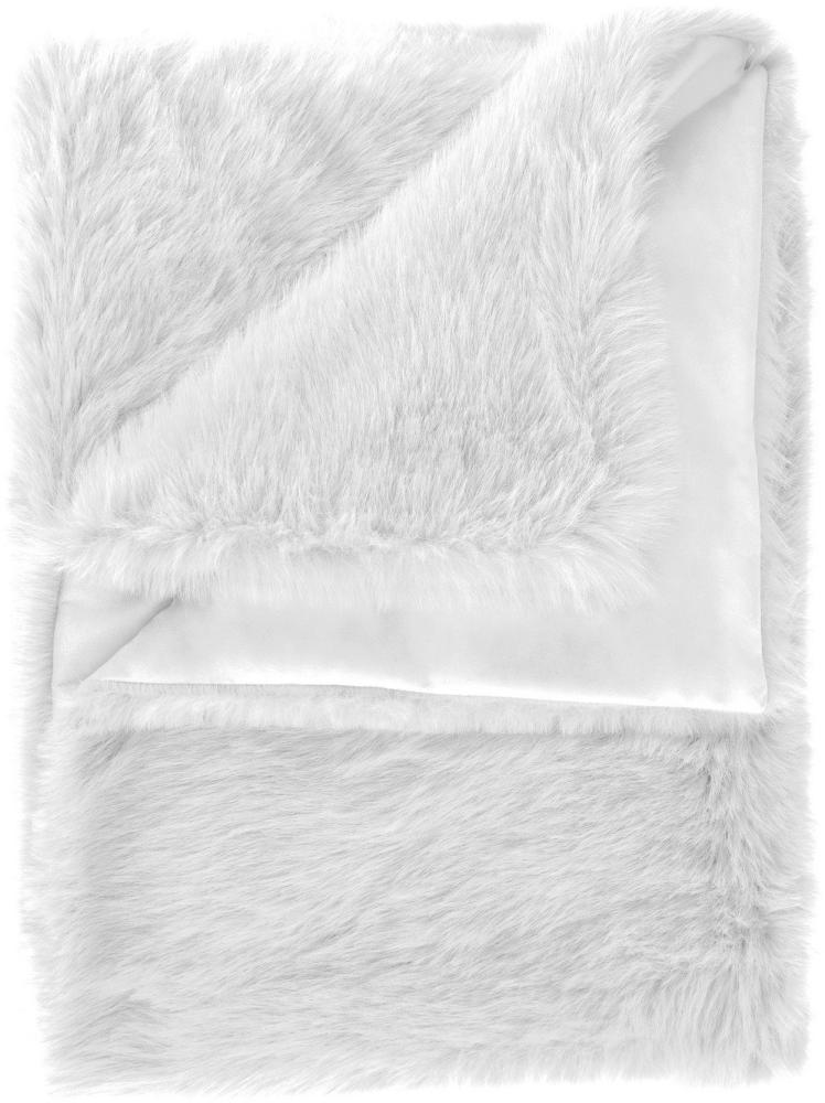 Heckett Lane Perle Felldecke Kuscheldecke Zotteldecke Plaid 140x200 Misty White Bild 1