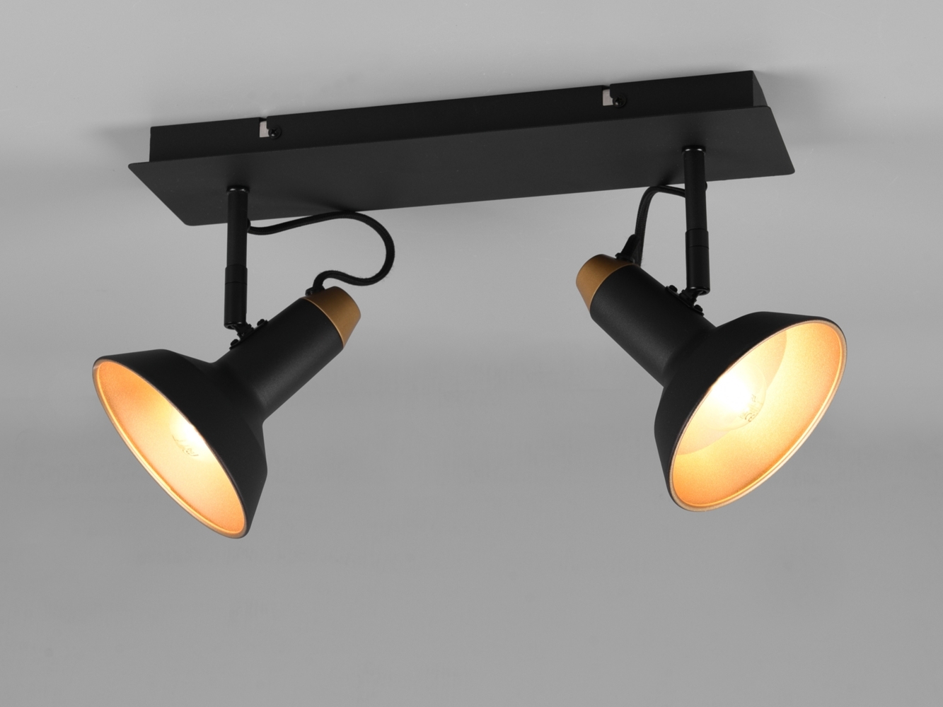Deckenstrahler ROXIE Retro 2-flammig Metall Schwarz / Gold, Breite 40cm Bild 1