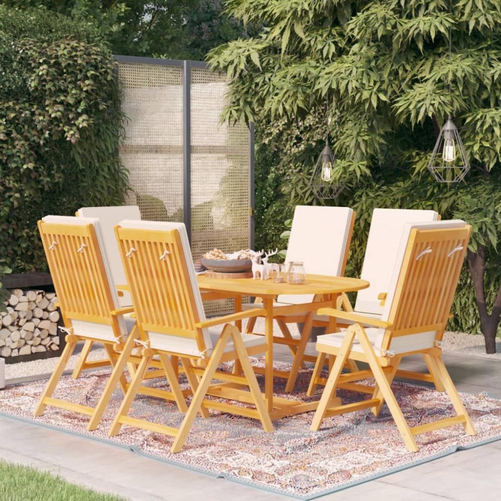 vidaXL 7-tlg. Garten-Essgruppe mit Kissen Massivholz Teak 3059557 Bild 1