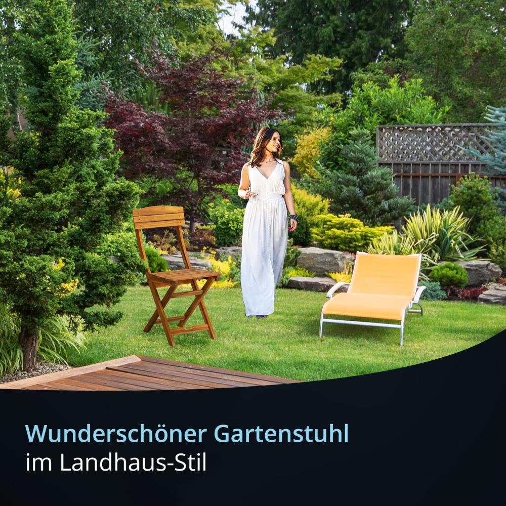 KHG 2er Gartenstuhl Set mit Rückenlehne aus Holz, klappbar, wetterfest, für Balkon & Garten, 120 kg belastbar, dunkelbraun Bild 1