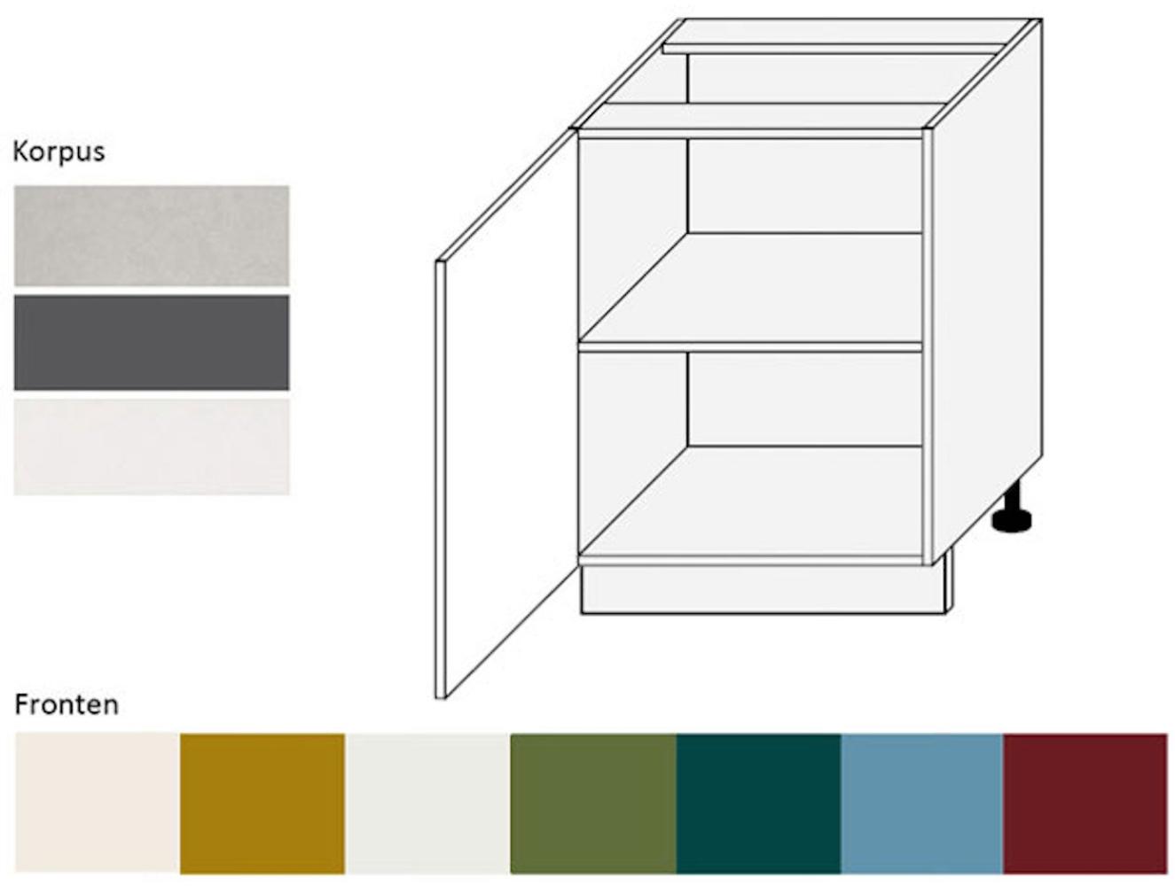 Küchenschrank Unterschrank 60cm Korpus- & lackierte Frontfarbe wählbar (RI-D1D/60) Bild 1