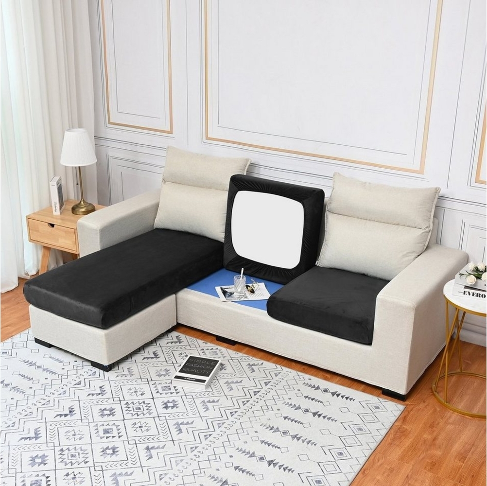 Rosnek Sofahusse 1-4Sitze, Stretch, Samt, Couch Sitzbezug, Sofa Sitzkissenbezug, Sitzkissenschutz Abdeckung Bild 1