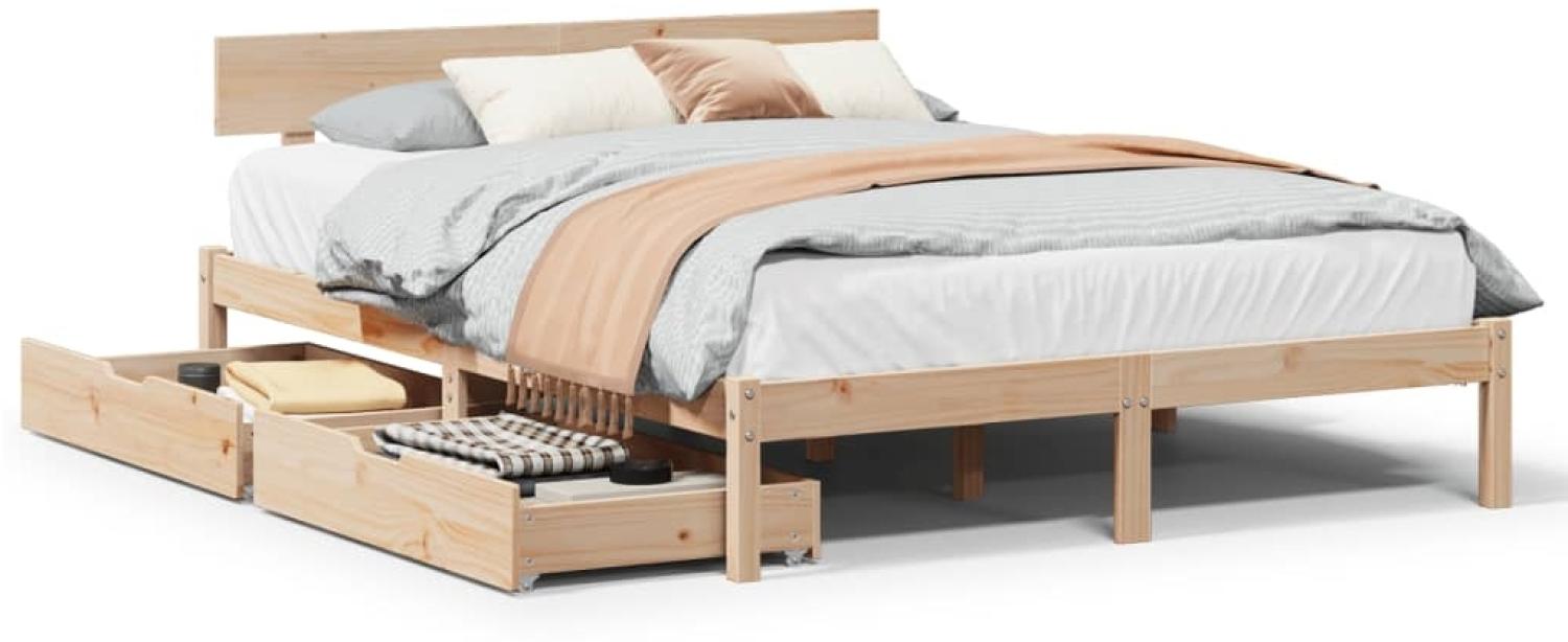 vidaXL Massivholzbett ohne Matratze 135x190 cm Kiefernholz 3301504 Bild 1