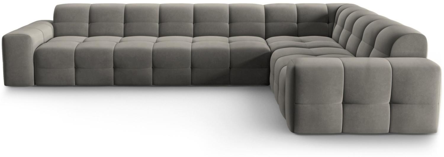 Micadoni 6-Sitzer Samtstoff Ecke rechts Sofa Kendal | Bezug Dark Grey | Beinfarbe Black Beech Wood Bild 1