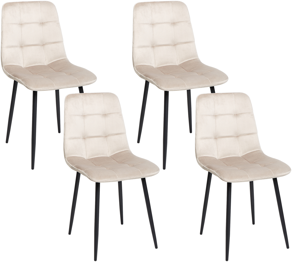 Esszimmerstuhl 4er Set POWELL Samtstoff Taupe Bild 1