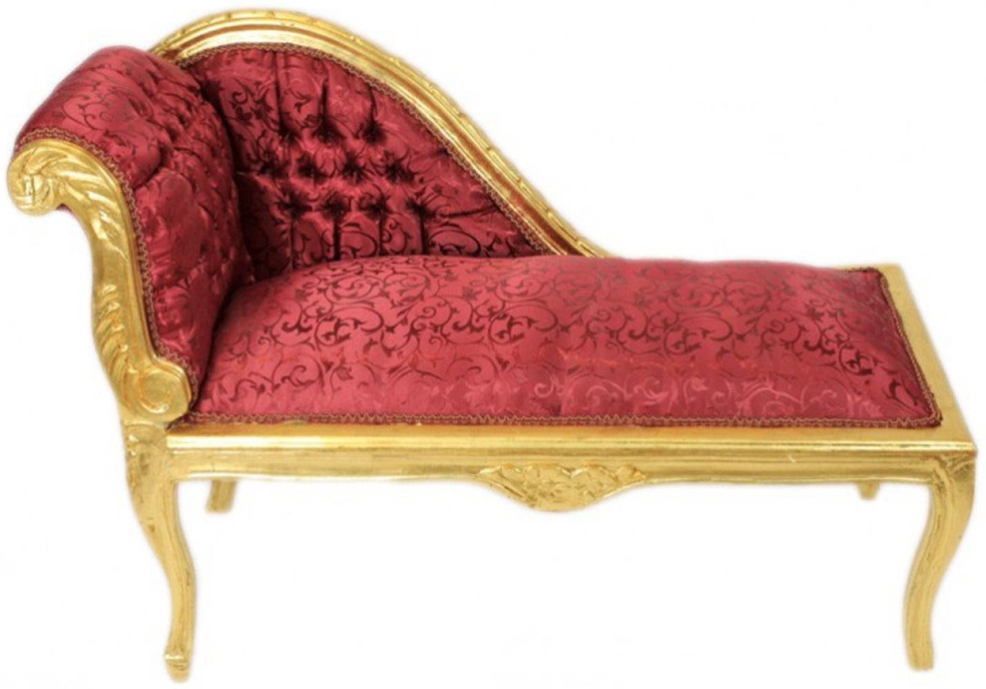 Casa Padrino Barock Kinder Chaiselongue Bordeaux Rot Muster / Gold Mod2 - Tron Barock Möbel Bild 1