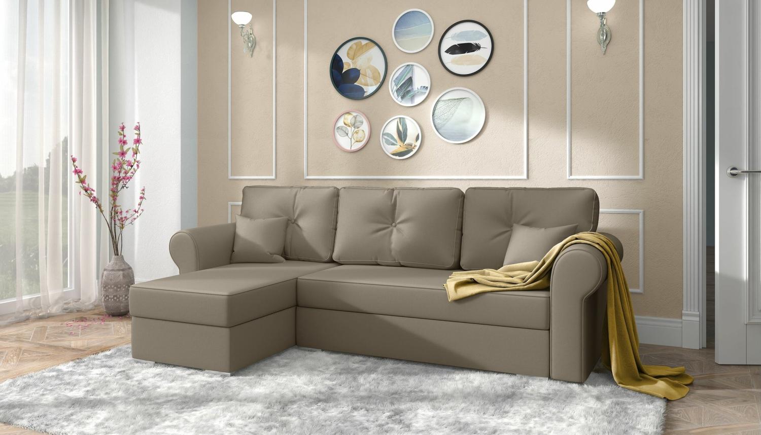 Stylefy Orco Ecksofa Braun Links Kunstleder MADRYT Bild 1