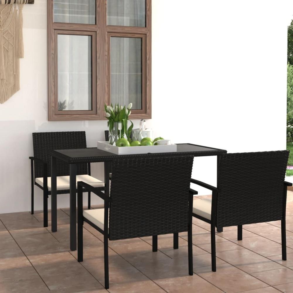 vidaXL 5-tlg. Garten-Essgruppe Poly Rattan Schwarz 3065707 Bild 1