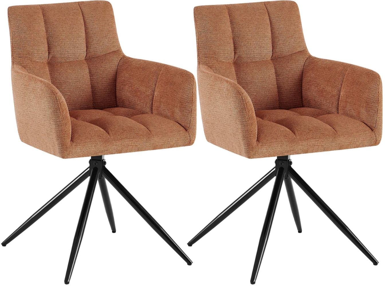 CLP Esszimmerstühle 2er Set, Sessel Jonah drehbar mit Armlehnen, bis 150 kg,orange Bild 1