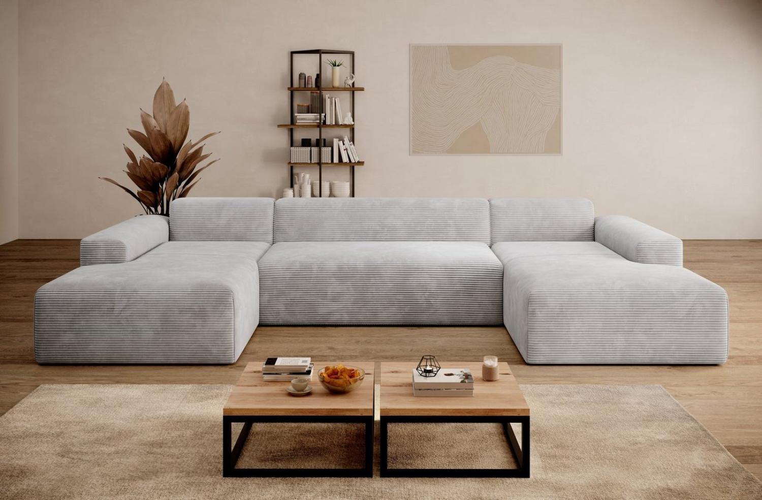 PROMETO Möbel Ecksofa Empire Ecksofa U-Form, Sofa U-Form Beige und Grau Bild 1