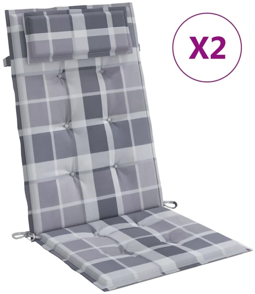 vidaXL Hochlehner-Auflagen 2 Stk. Grau Karomuster Oxford-Gewebe 361916 Bild 1