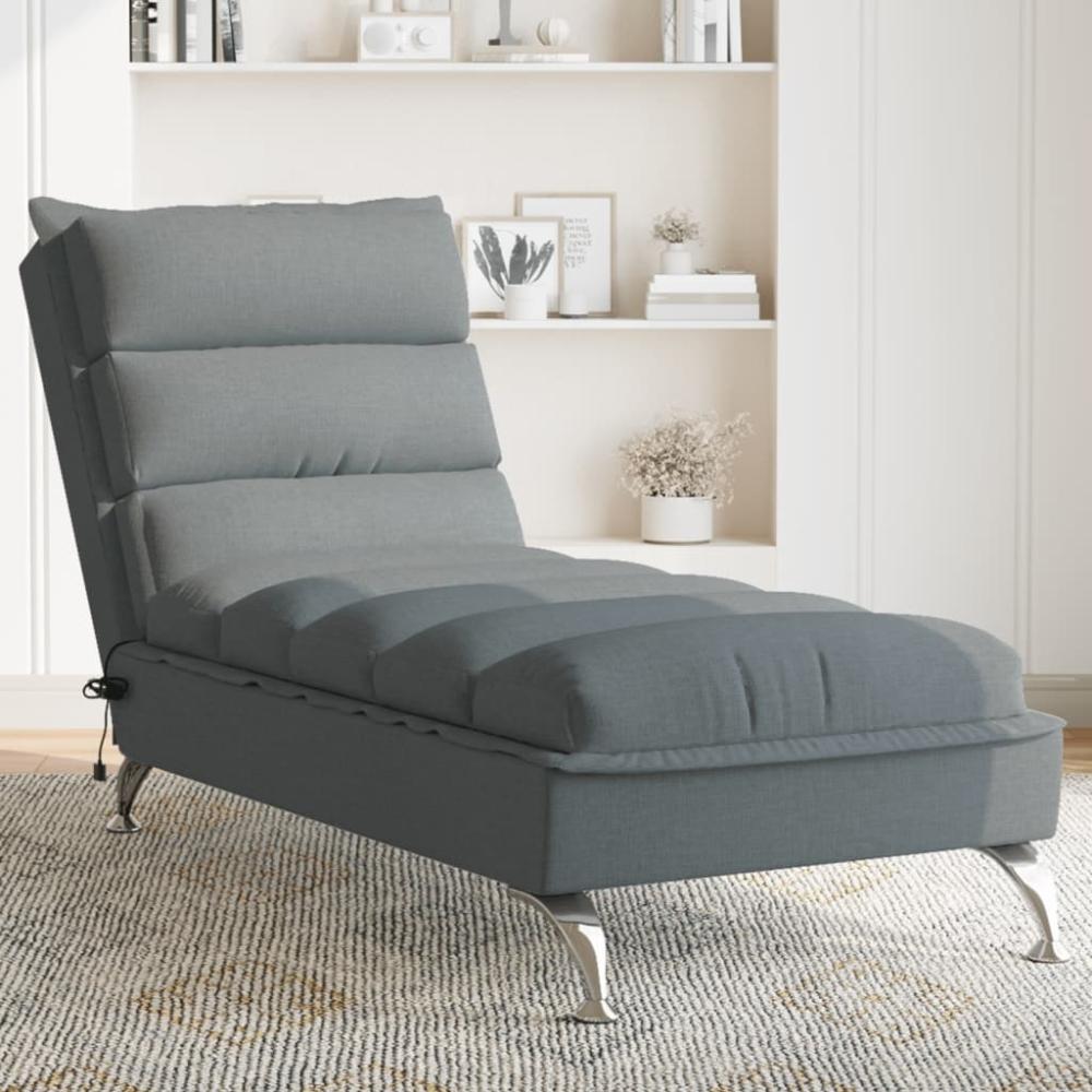 vidaXL Massage-Chaiselongue mit Kissen Dunkelgrau Stoff 379476 Bild 1