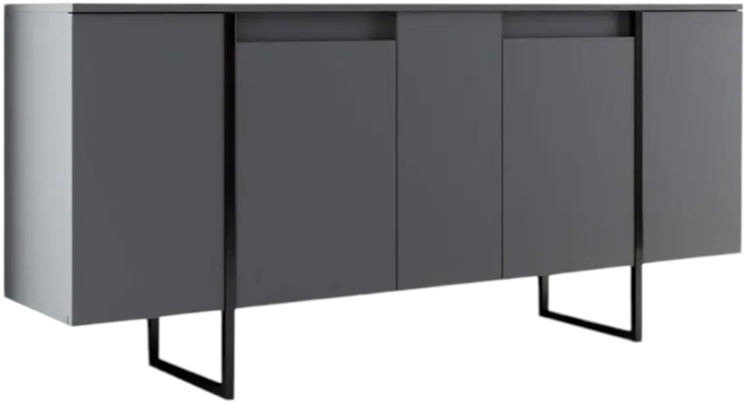 Dmora Kommode Arta, Wohnzimmerbuffet, Wohnzimmer-Sideboard, Moderne Küchen-Speisekammer, 160x35h80 cm, Anthrazit und Schwarz Bild 1