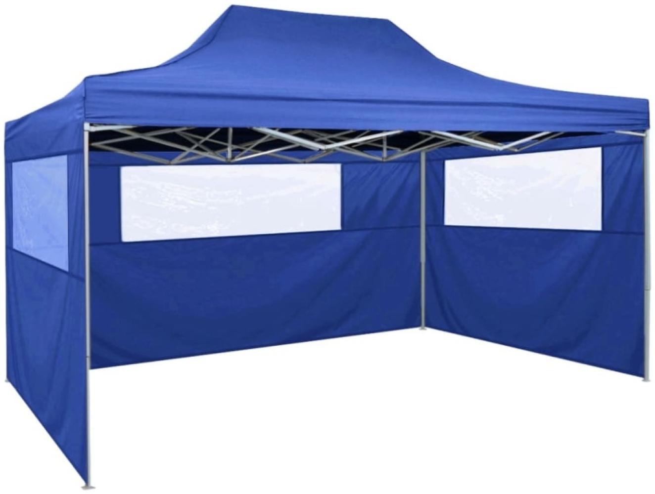 vidaXL Profi-Partyzelt Faltbar mit 3 Seitenwänden 3×4m Stahl Blau 48890 Bild 1