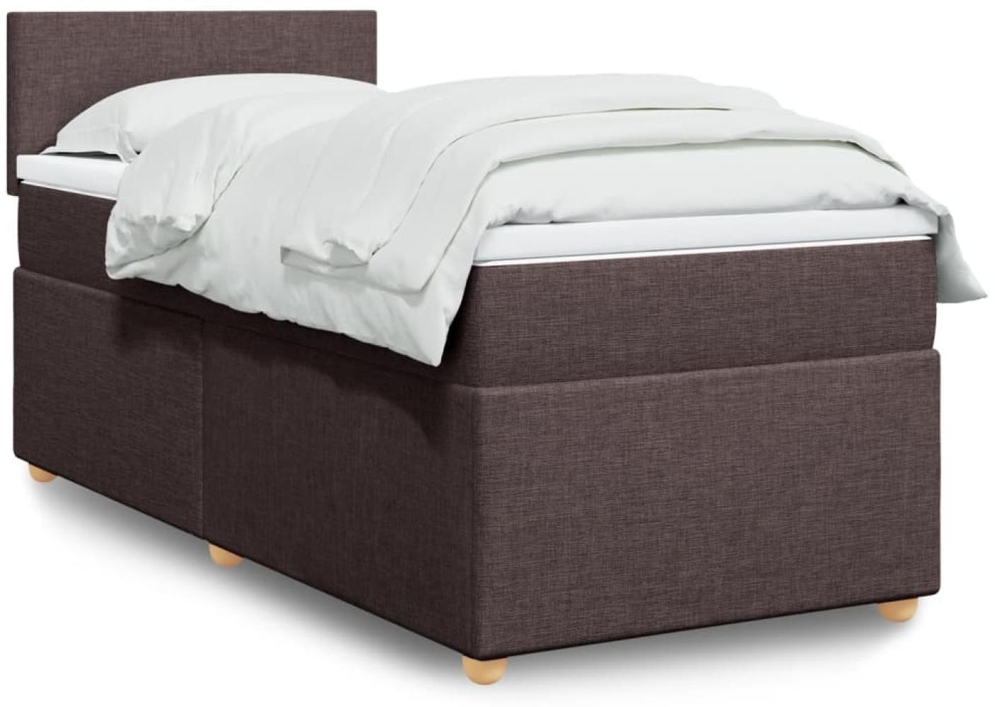 vidaXL Boxspringbett mit Matratze Dunkelbraun 100x200 cm Stoff 3288887 Bild 1