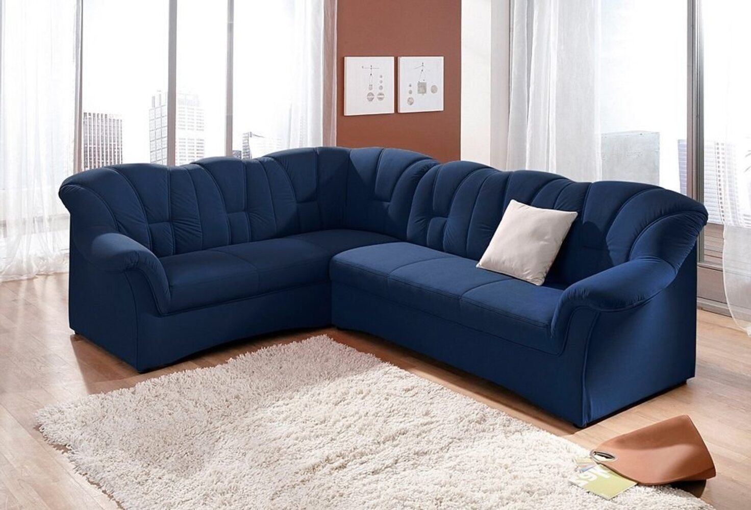 DOMO collection Ecksofa Papenburg B/T/H: 242/190/84 cm L-Form, wahlweise mit Bettfunktion, Langer Schenkel links oder rechts Bild 1
