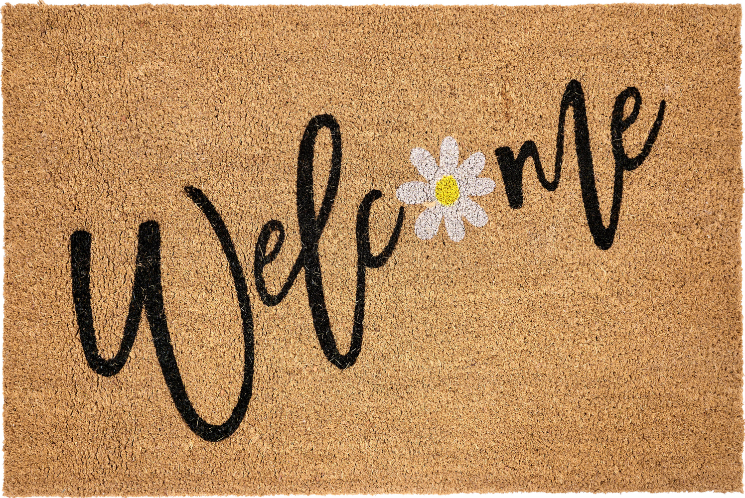 Fußmatte CALIBATO Naturfarben 60 x 90 cm Schriftzug Kokosfasern Bild 1