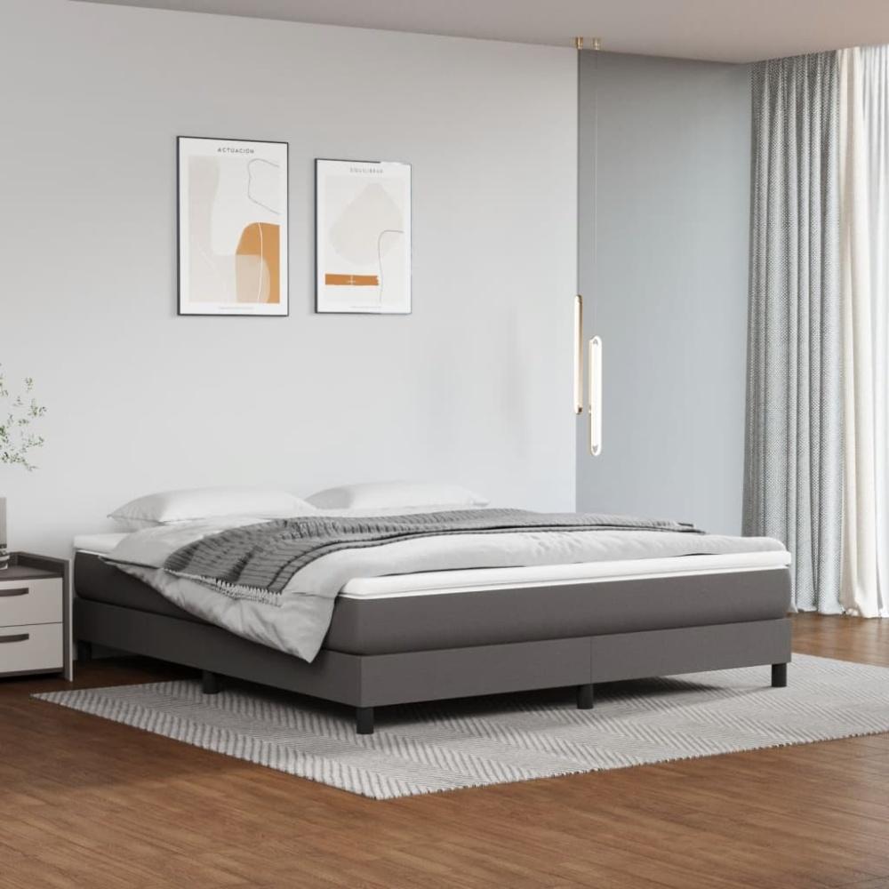 vidaXL Boxspringbett mit Matratze Grau 160x200 cm Kunstleder 3144271 Bild 1