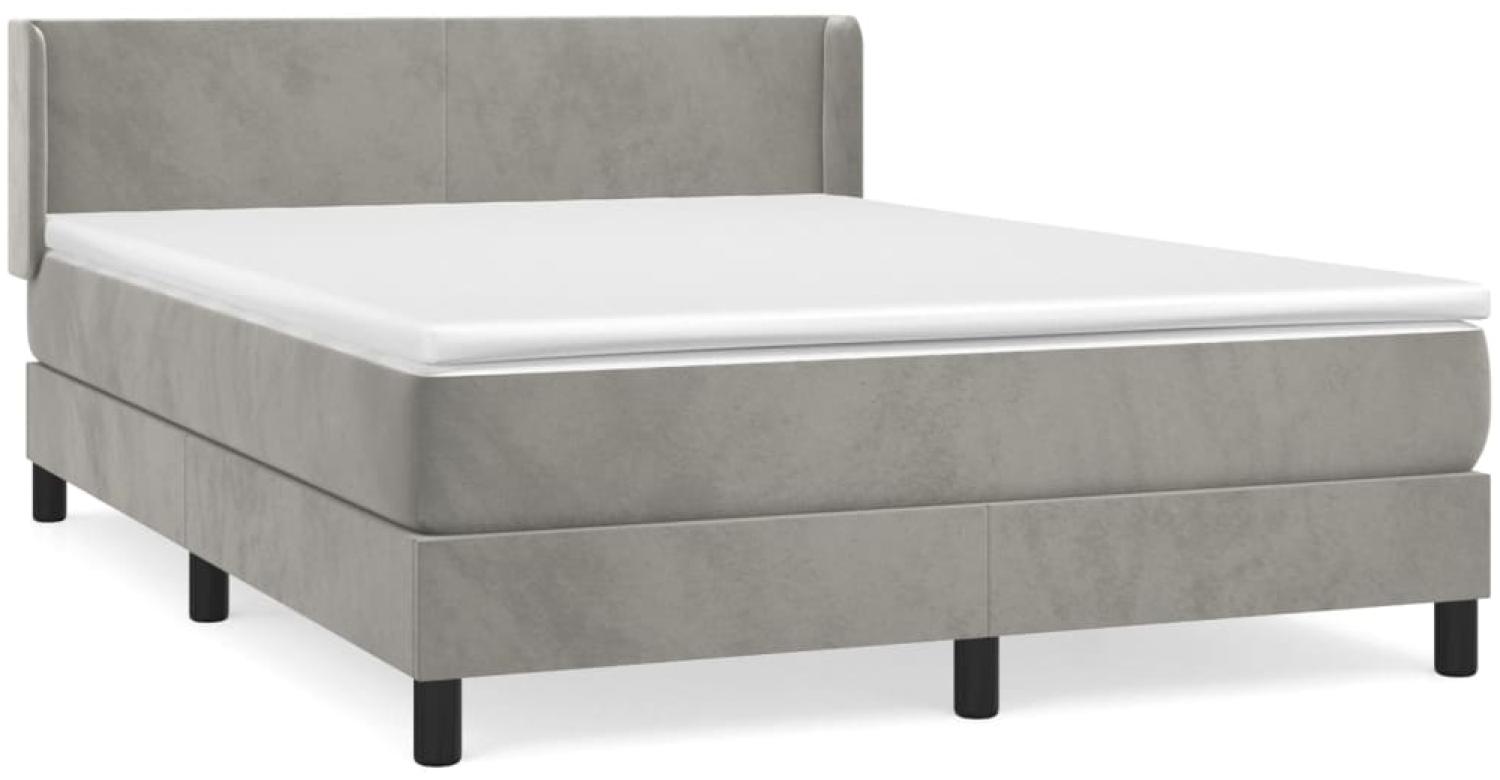 vidaXL Boxspringbett mit Matratze Hellgrau 140x190 cm Samt 3130835 Bild 1
