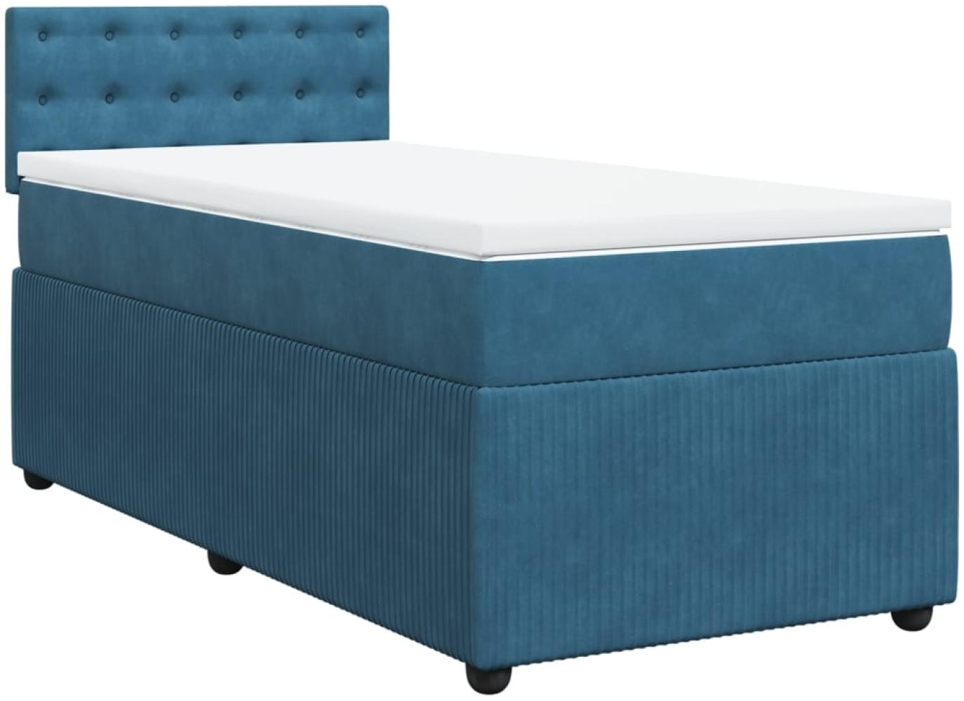 vidaXL Boxspringbett mit Matratze Blau 90x200 cm Samt 3287642 Bild 1