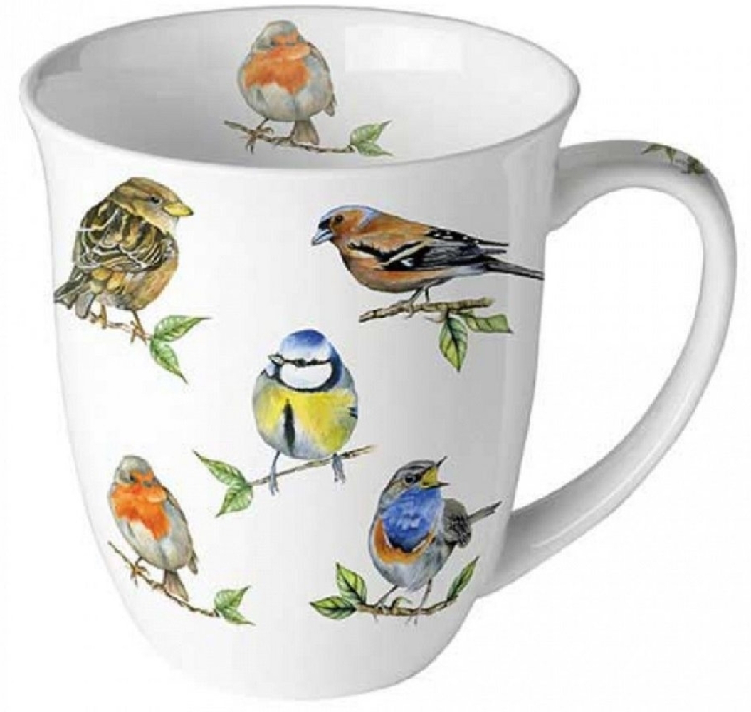 Ambiente Luxury Paper Products Becher Vogelarten Mug Rotkehlchen, Spatzen, Meisen Kollektion, Porzellan : Becher, Tee/Kaffee Tasse / Schüssel / Ideal Als Geschenk Bild 1