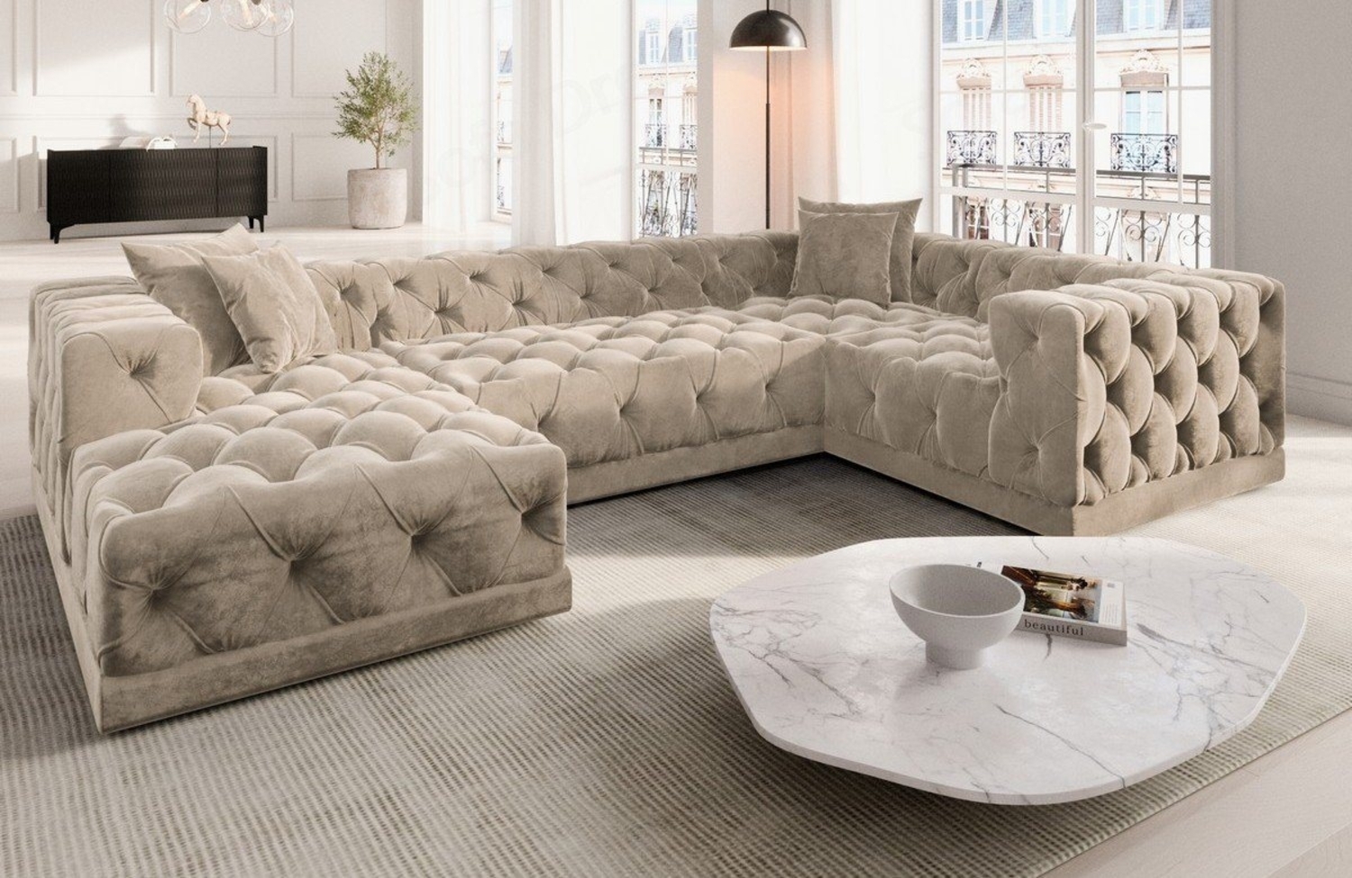 Sofa Dreams Wohnlandschaft Designer Stoff Sofa Palma U Form Samtstoff Stoffsofa Bild 1