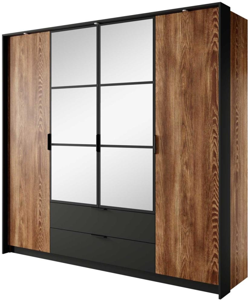 Kleiderschrank Drehtürenschrank Milton 223x59x210cm Kastanie anthrazit Bild 1