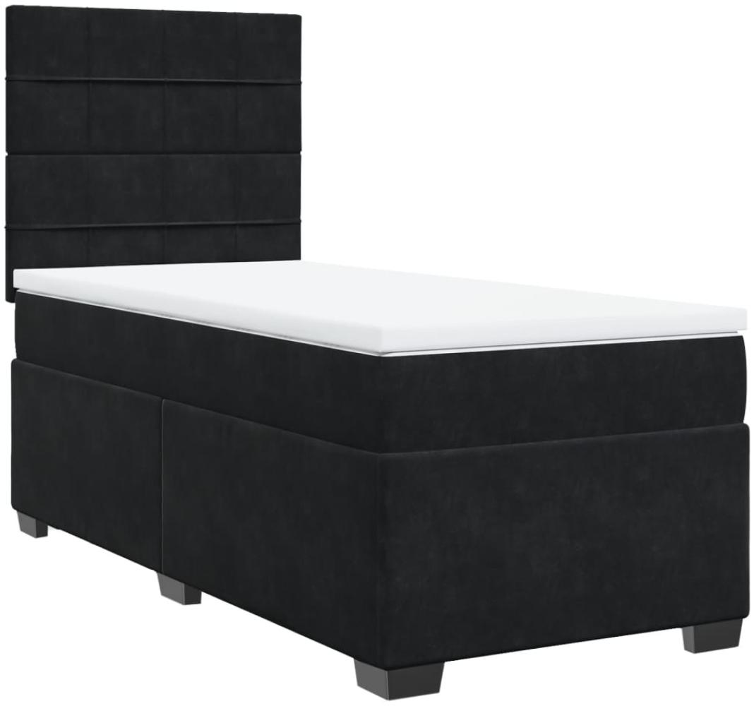 vidaXL Boxspringbett mit Matratze Schwarz 80x200 cm Samt 3290764 Bild 1