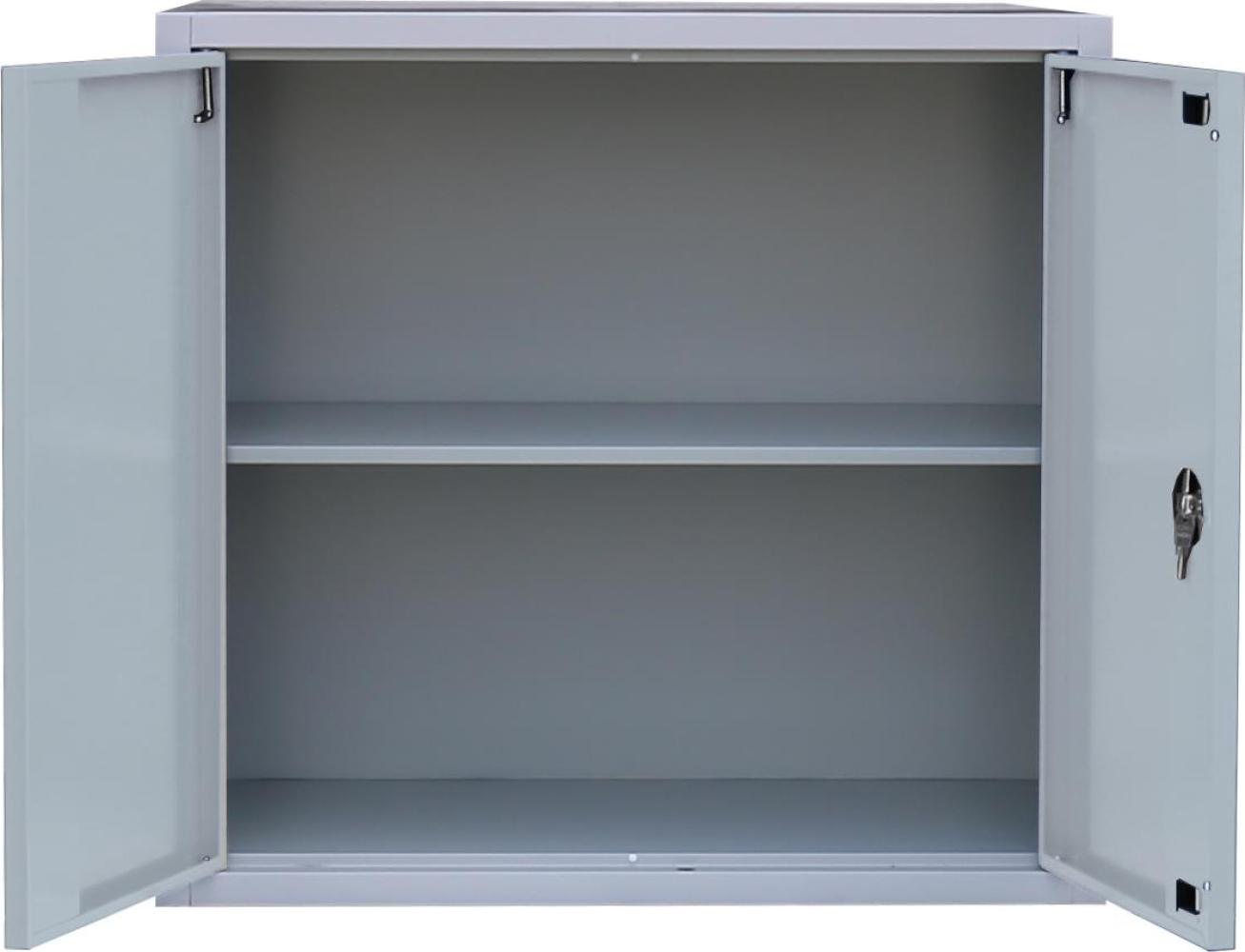 Stahl-Aktenschrank, Aktenschrank abschließbar, Büroschrank, Stahlschrank, Lichtgrau/Rot, 750 x 800 x 383 mm 530304 Bild 1