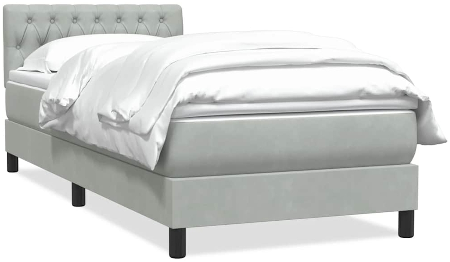 vidaXL Boxspringbett mit Matratze Hellgrau 80x210 cm Samt 3316473 Bild 1