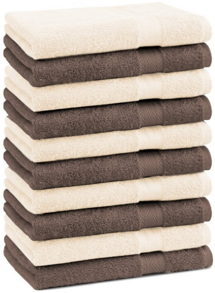 Betz Gästehandtücher 10 Stück Premium 30x50 cm Farbe nussbraun und beige, 100% Baumwolle Bild 1